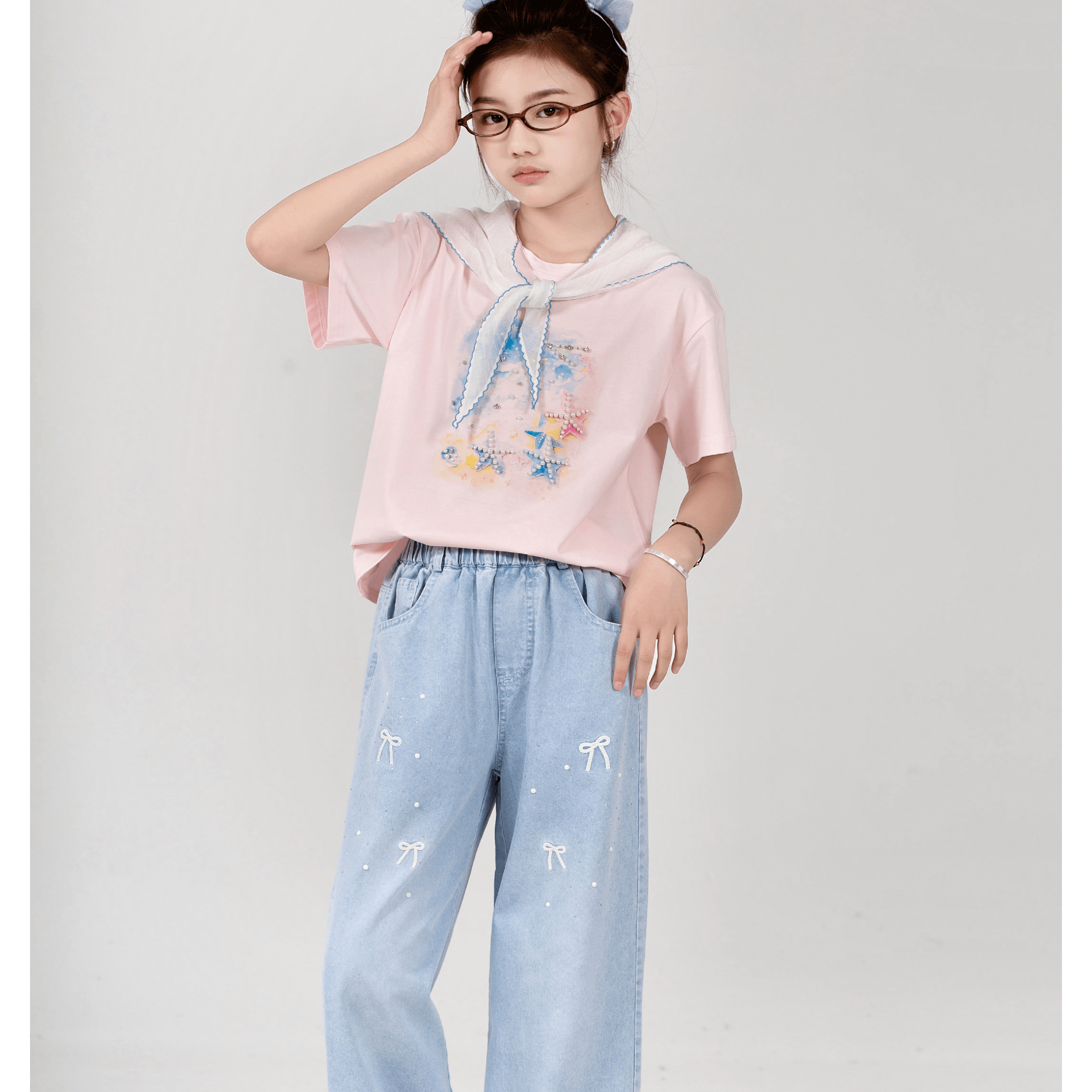 海洋奇缘牛仔两件套+天丝防紫外线披巾
